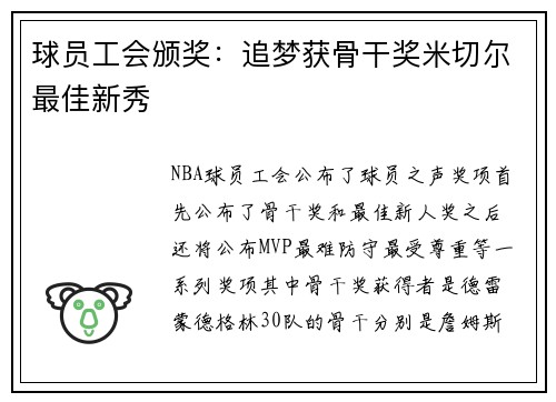 球员工会颁奖：追梦获骨干奖米切尔最佳新秀
